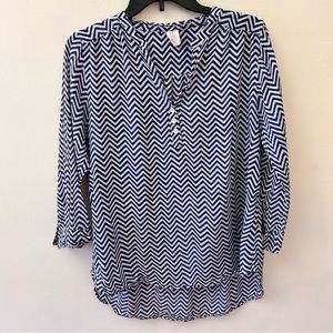 Yala organic cotton chevron stripe pullover tunic top size medium